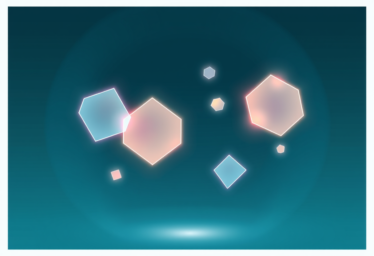 Soft glowing geometric shapes float in a serene atmosphere symbolizing cognitive flow and the hypnotic pull of logical patterns.