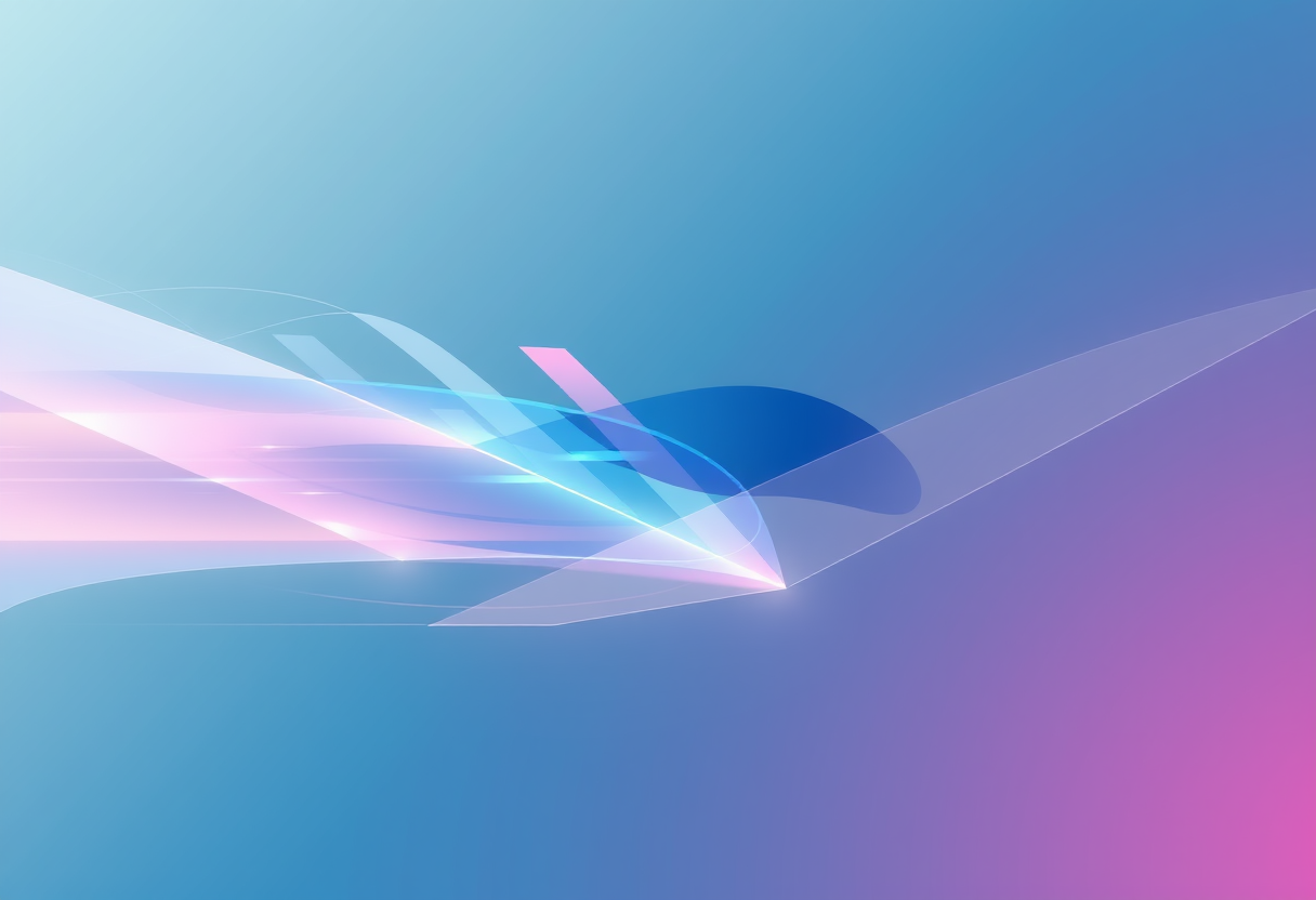 Soft glowing gradients merge with abstract geometric shards to represent digital mastery and intellectual power.