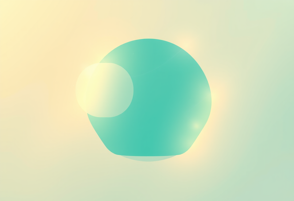 Soft geometric shapes in gold and teal symbolize calm focus and mental clarity within a serene atmosphere.