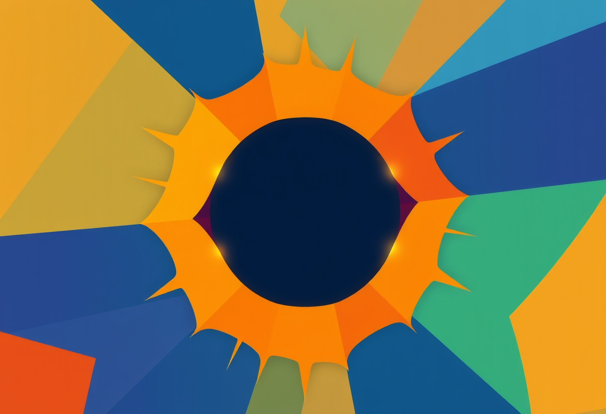 Vibrant abstract geometric shapes radiating from a central core to symbolize mental agility and focus.
