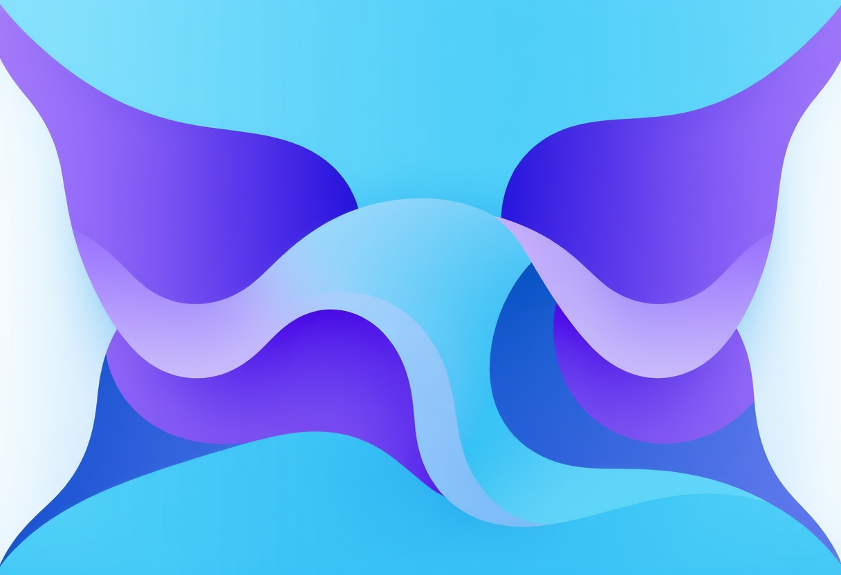Soft blue and purple geometric shapes form a flowing abstract pattern representing fluid cognitive analysis.