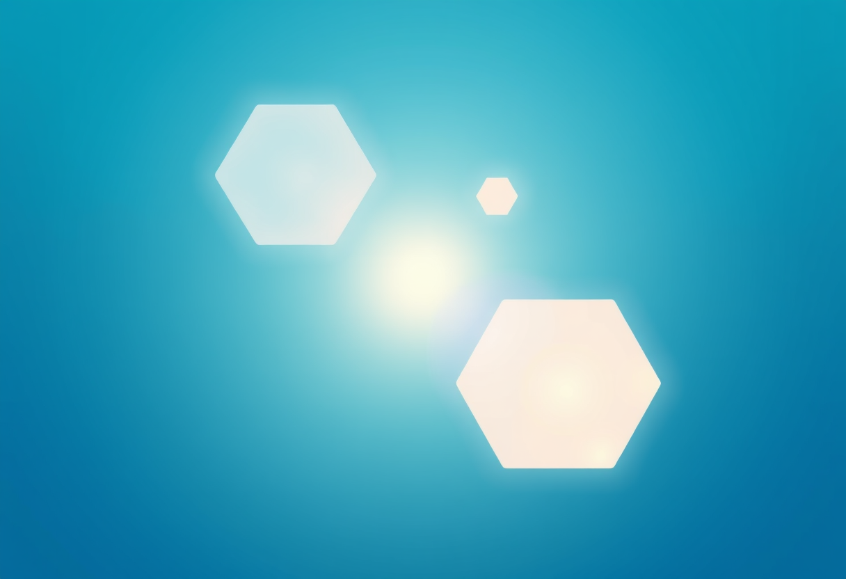 Soft glowing geometric shapes on a calming blue gradient symbolizing mental clarity and therapeutic healing.