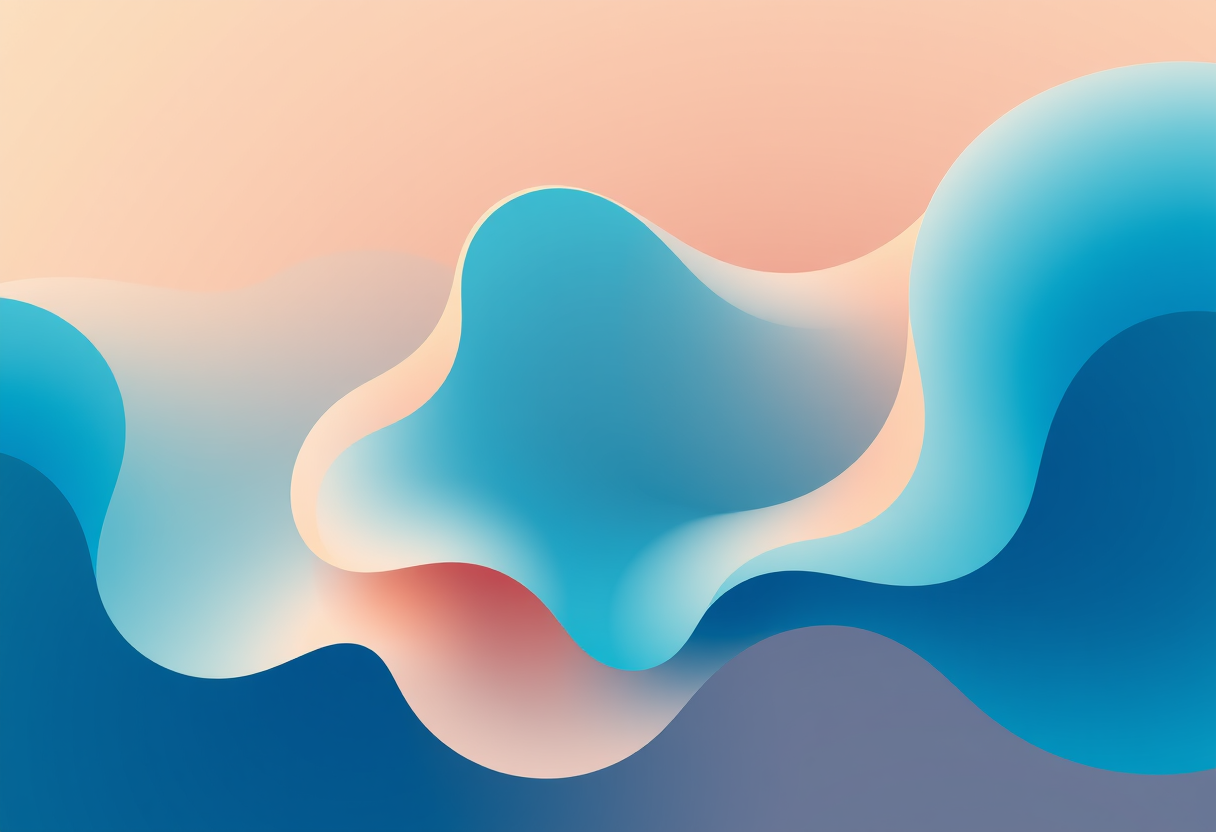 Soft warm gradient puzzle pieces form organic shapes illustrating spatial reasoning and irregular grid mastery.