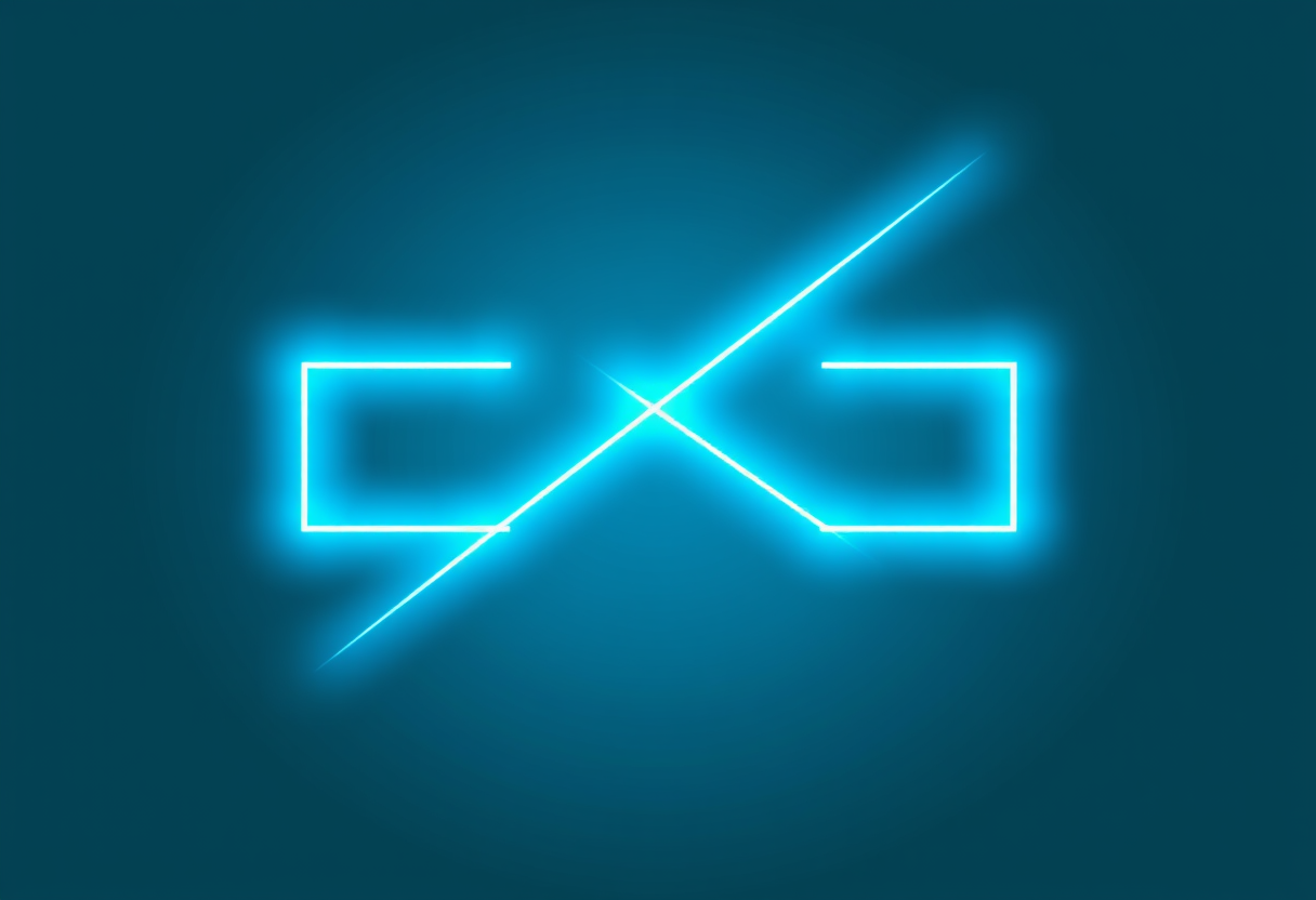 Soft blue glowing lines form a logical path through abstract shapes symbolizing precision and clarity.