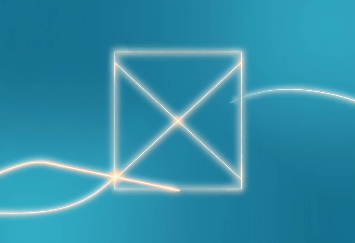 Minimalist abstract illustration of glowing geometric lines symbolizing logic and tranquility against soft gradients.