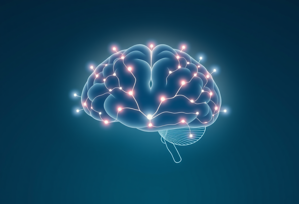 Soft glowing neural pathways forming a serene brain silhouette for focused cognitive restoration and mental clarity.