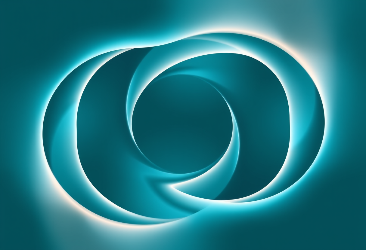 Luminous symmetrical swirls with flowing geometric forms and smooth color gradients