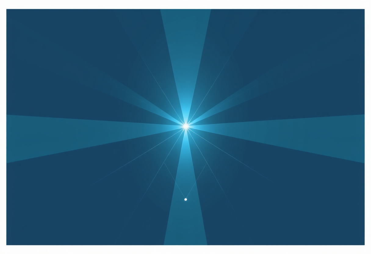 Soft glowing geometric paths converge to form a radiant central core representing focused intent and logical mastery.