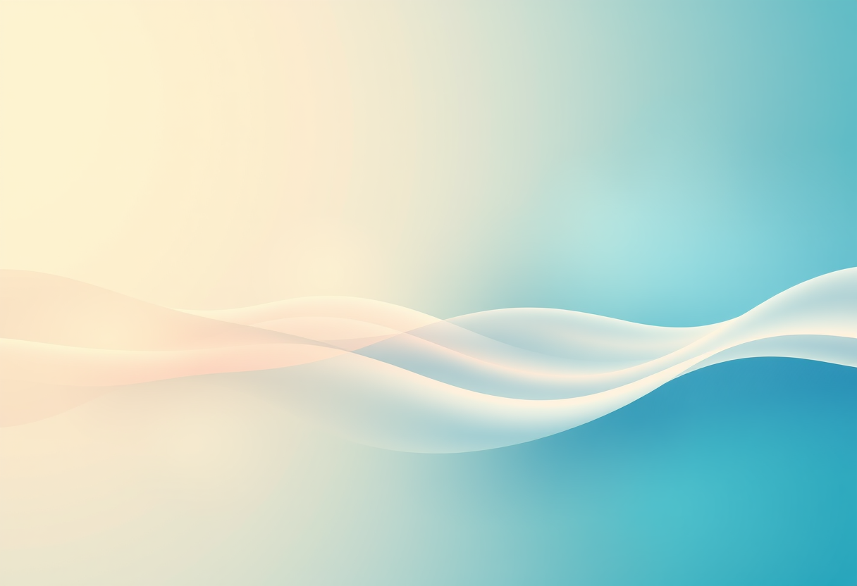Soft glowing beige and blue waves ripple through mist, symbolizing deep mental clarity and focus.