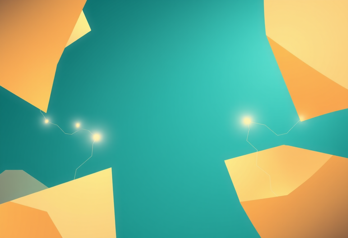 Soft geometric parchment layers float in a digital void with glowing neural pathways connecting ink strokes