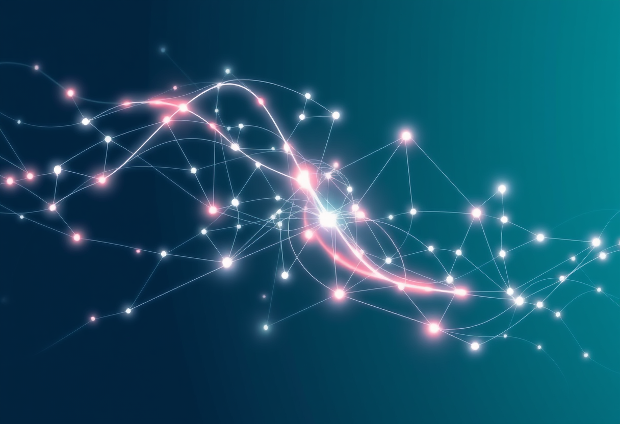 Abstract glowing neural pathways intertwining to symbolize the elegance of constraint satisfaction algorithms solving complex puzzles.