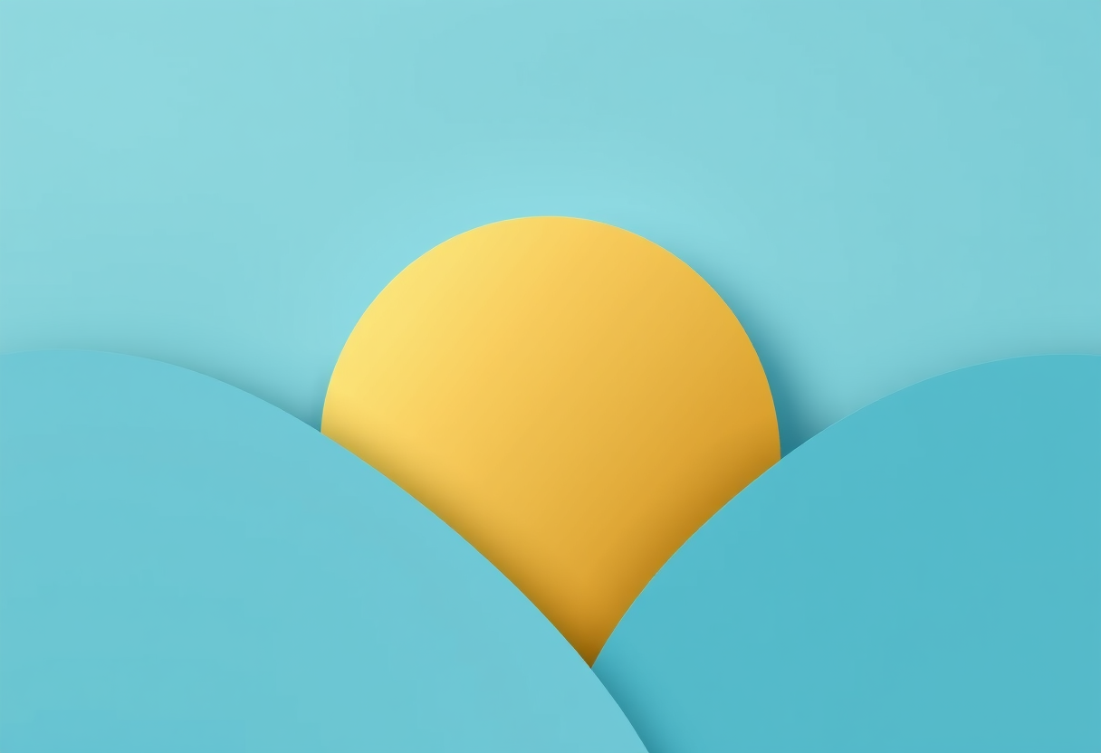 Soft geometric blue and gold planes merge in gradient, symbolizing mindful focus creating serene mental clarity.