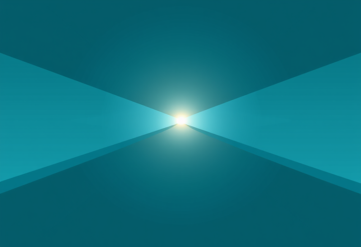 Elegant intersecting diagonal beams of light converge to symbolize logical constraints through abstract geometric harmony.