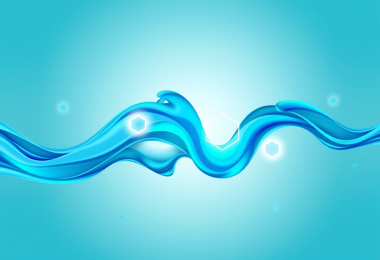 Blue streams and glowing geometry symbolize mental vitality and clear logical focus on a gradient background.