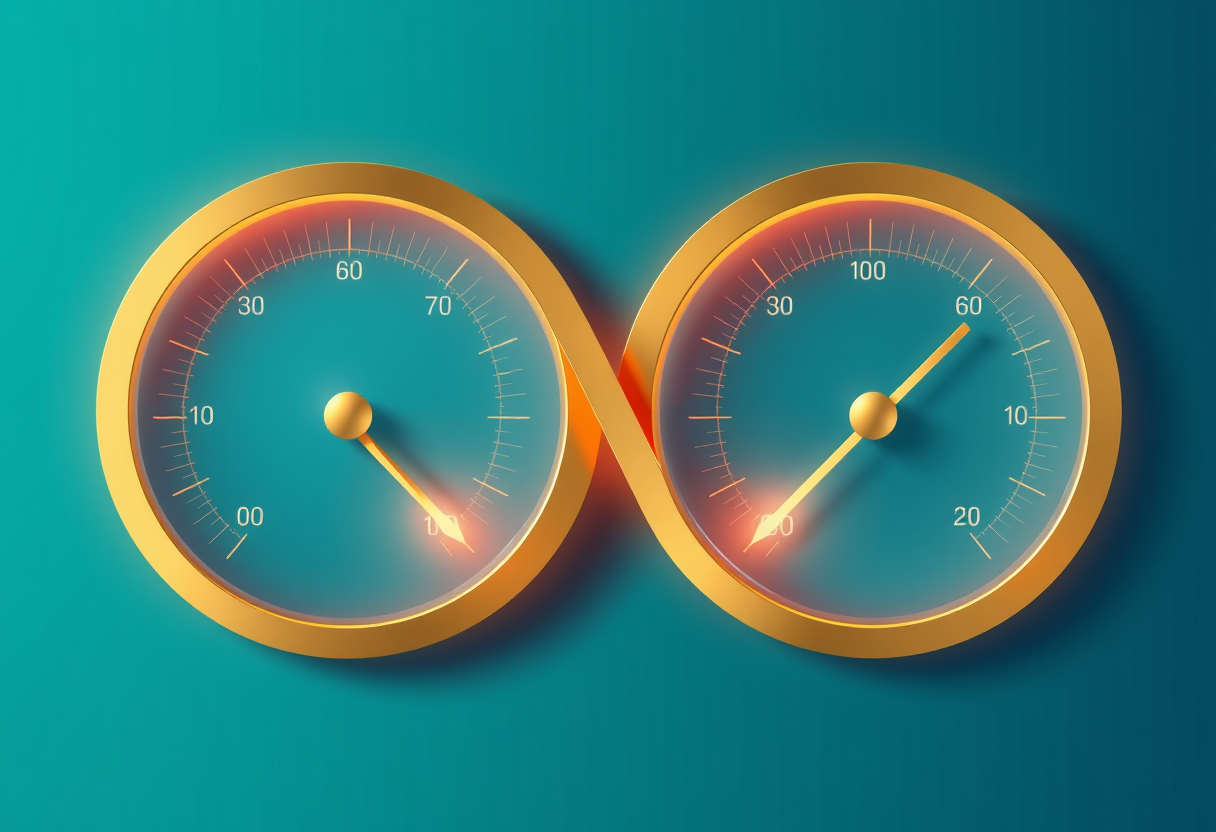 Elegant intersecting golden thermometers glow with soft gradients to symbolize complex crossed chain logic