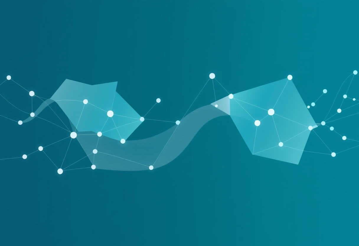 Abstract illustration of soft geometric neural pathways merging with light gradients symbolizing algorithmic intelligence.