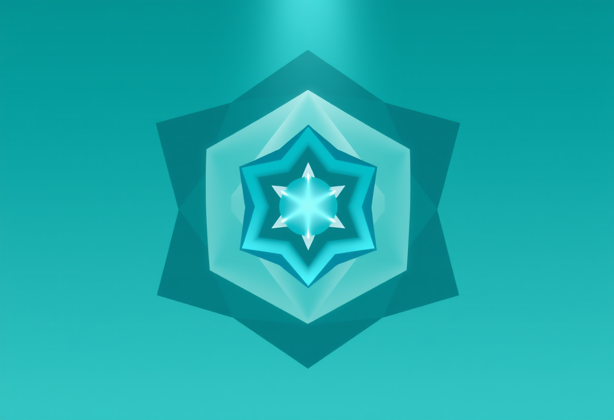 Elegant geometric shapes forming a glowing core symbolize prime factors in a light abstract puzzle.