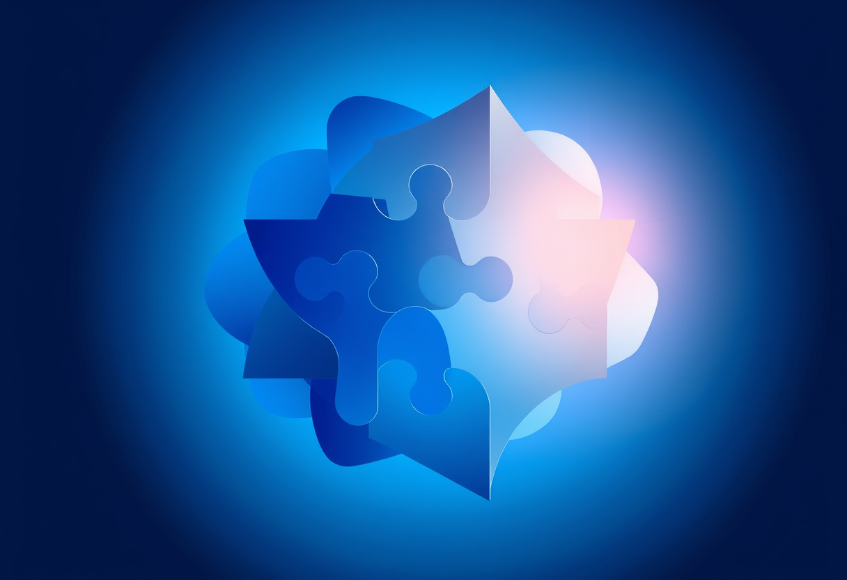 Abstract geometric shapes in glowing blue light symbolize complex logic and mental clarity for blog illustration.