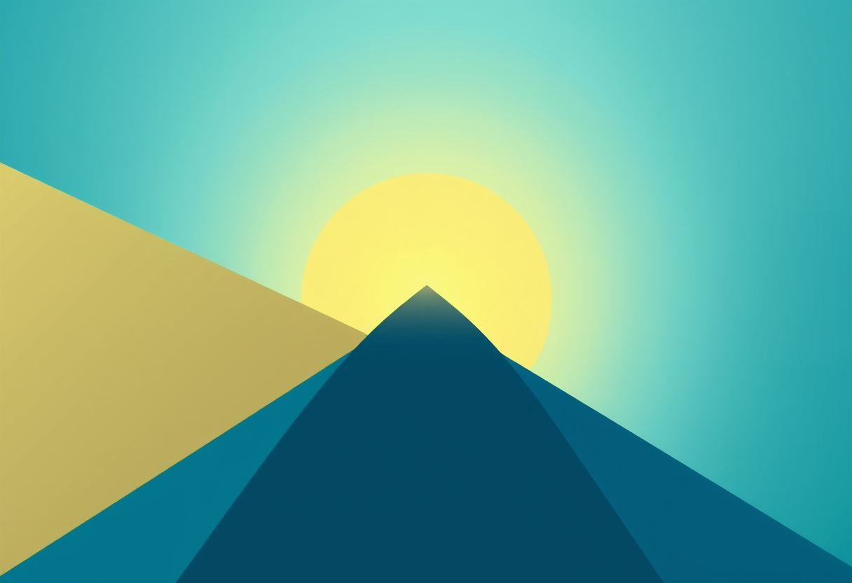 Abstract blue and gold geometric shapes converging toward a glowing constraint point to reveal logical clarity.