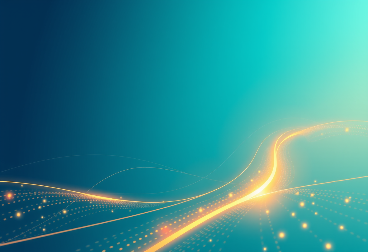 Soft geometric blue and gold gradients forming glowing binary patterns that represent logical balance and harmony.