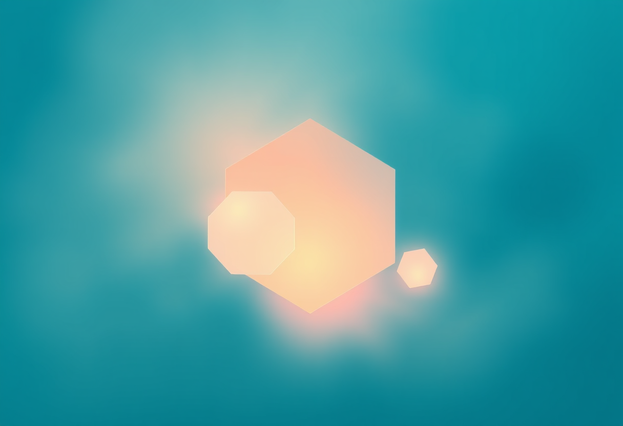 Soft geometric shapes float in mist to symbolize clarity and focus for creative problem solving.